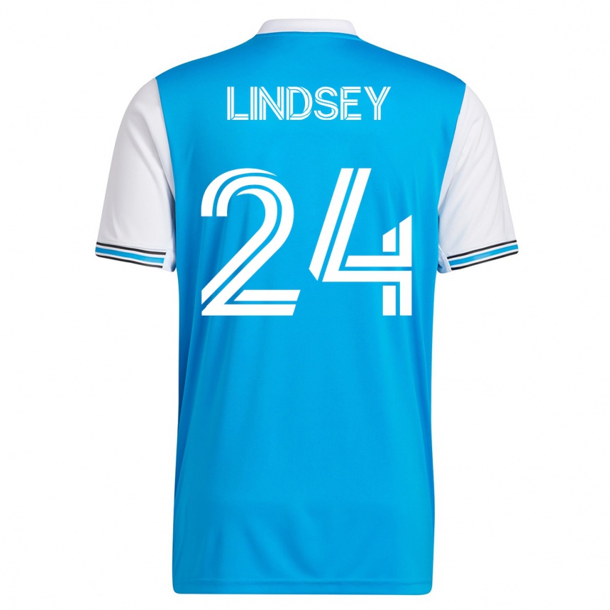 キッズフットボールジェイリン・リンジー#24青ホームシャツ2023/24ジャージーユニフォーム