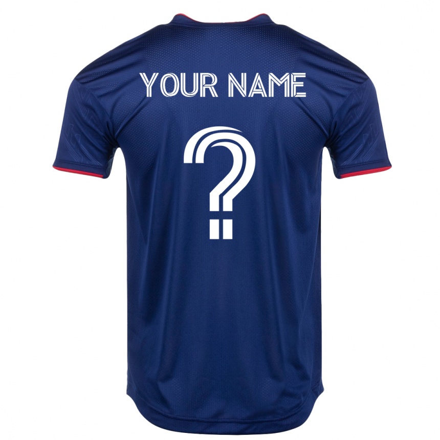 キッズフットボールあなたの名前#0ネイビーホームシャツ2023/24ジャージーユニフォーム