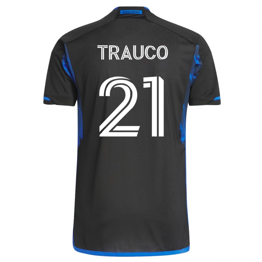 キッズフットボールミゲル・トラウコ#21青黒ホームシャツ2023/24ジャージーユニフォーム