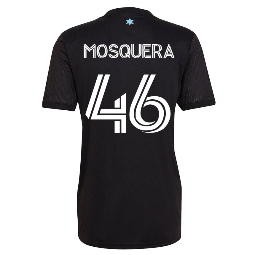キッズフットボールホアン・カミロ・モスケラ・ペルラサ#46黒ホームシャツ2023/24ジャージーユニフォーム