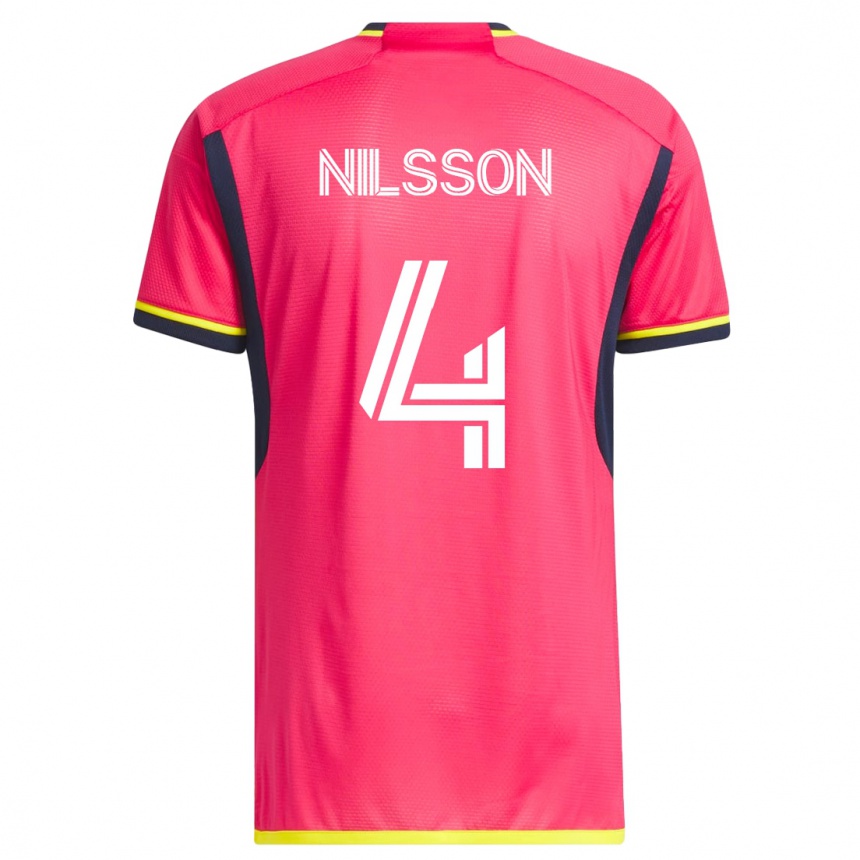 キッズフットボールヨアキム・ニルソン#4ピンクホームシャツ2023/24ジャージーユニフォーム
