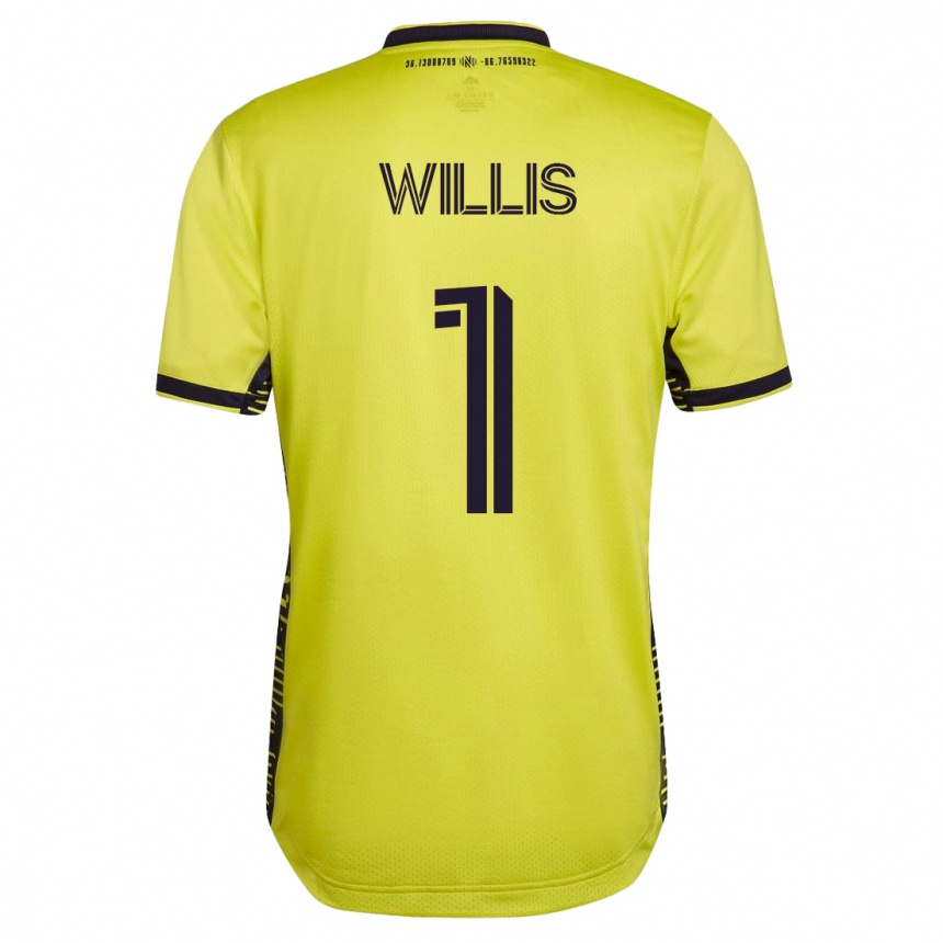 キッズフットボールジョー・ウィリス#1イエローホームシャツ2023/24ジャージーユニフォーム