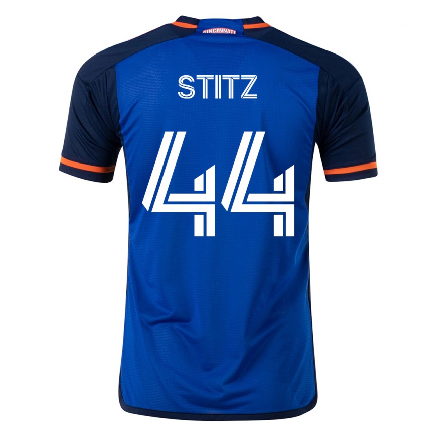 キッズフットボールベンジャミン・スティッツ#44青ホームシャツ2023/24ジャージーユニフォーム