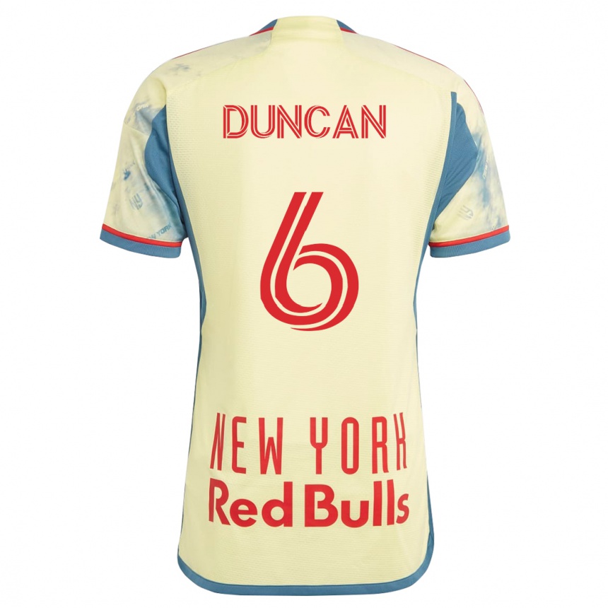 キッズフットボールカイル・ダンカン#6イエローホームシャツ2023/24ジャージーユニフォーム