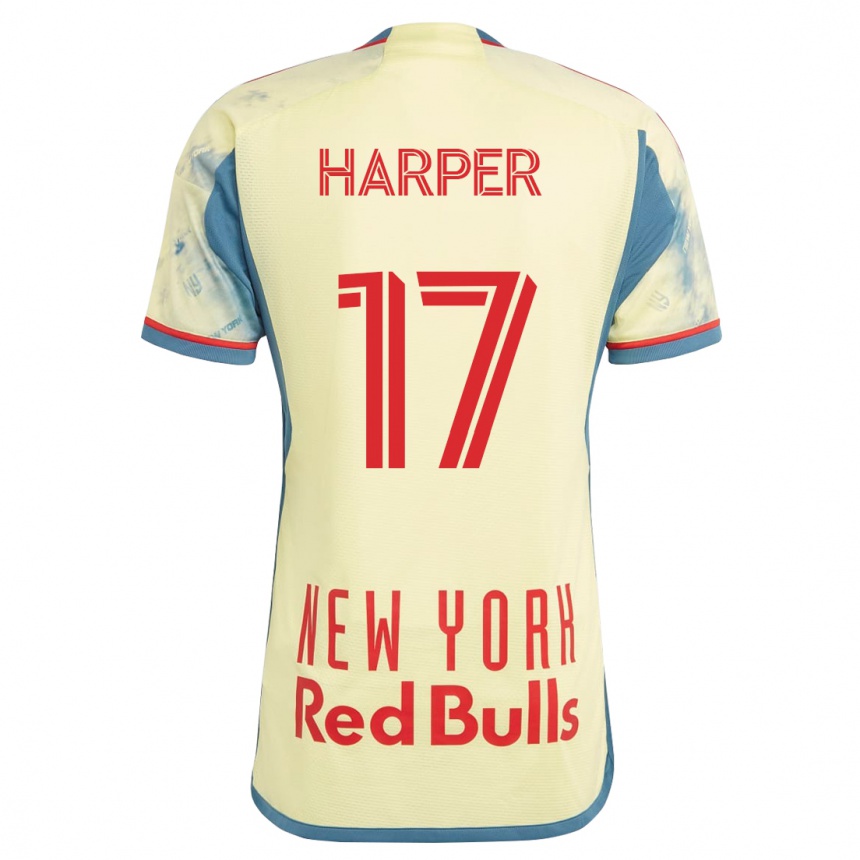 キッズフットボールキャメロン・ハーパー#17イエローホームシャツ2023/24ジャージーユニフォーム