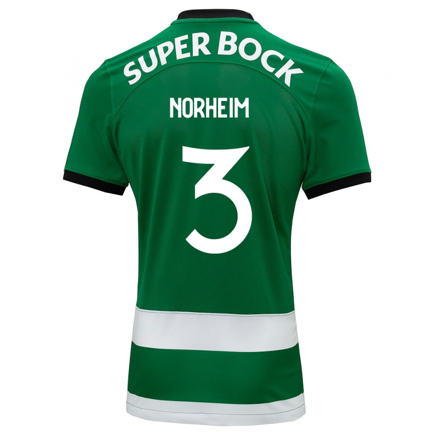 キッズフットボールアンドレア・ノルハイム#3緑ホームシャツ2023/24ジャージーユニフォーム