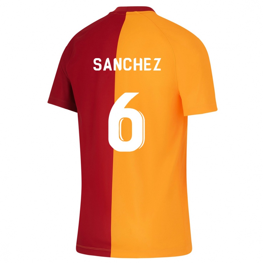 キッズフットボールダビンソン・サンチェス#6オレンジホームシャツ2023/24ジャージーユニフォーム