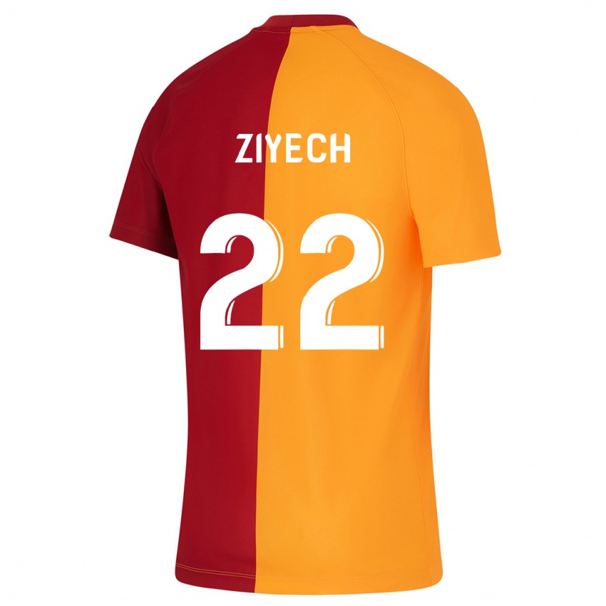 キッズフットボールハキム・ツィエク#22オレンジホームシャツ2023/24ジャージーユニフォーム