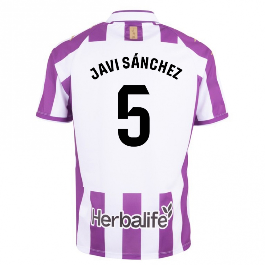 キッズフットボールハビ・サンチェス#5紫ホームシャツ2023/24ジャージーユニフォーム