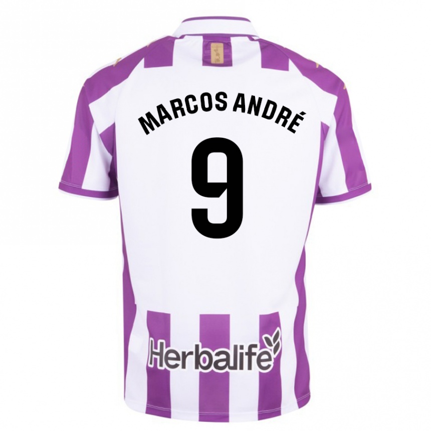 キッズフットボールマルコス・アンドレ・デ・ソウザ・メンド#9紫ホームシャツ2023/24ジャージーユニフォーム