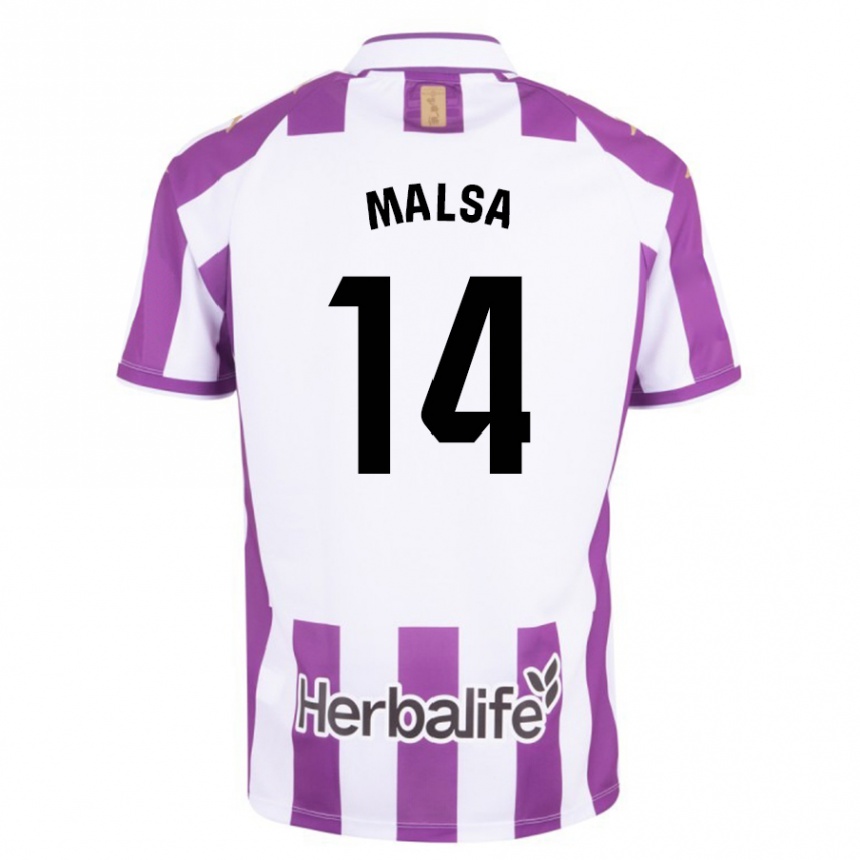 キッズフットボールミカエル・マルサ#14紫ホームシャツ2023/24ジャージーユニフォーム