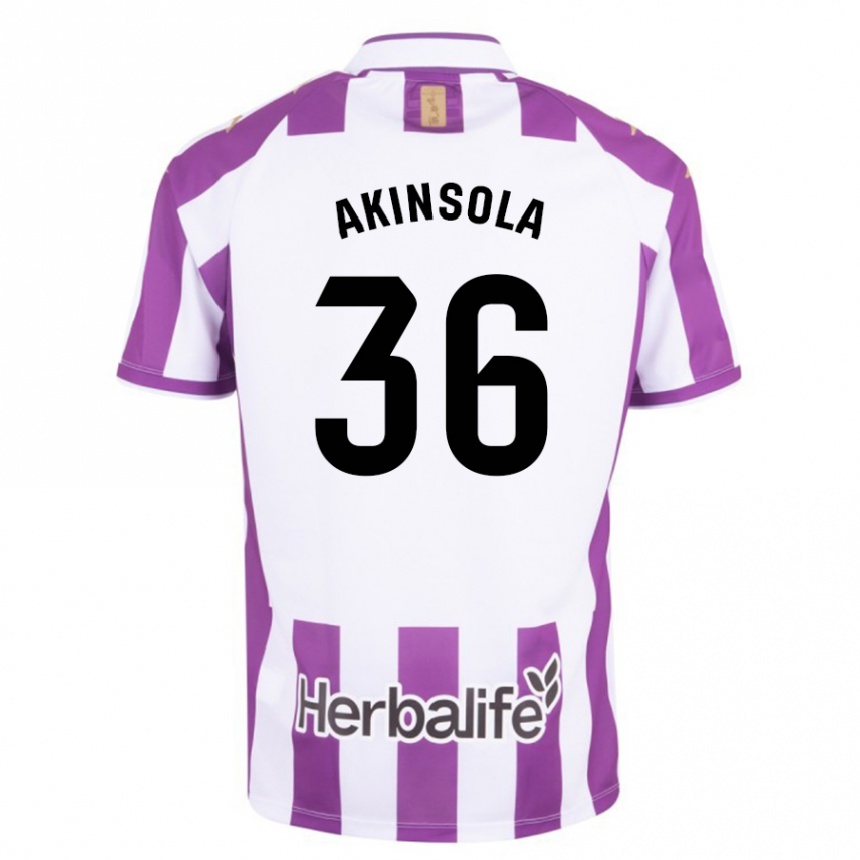 キッズフットボールトゥンデ・アキンソラ#36紫ホームシャツ2023/24ジャージーユニフォーム