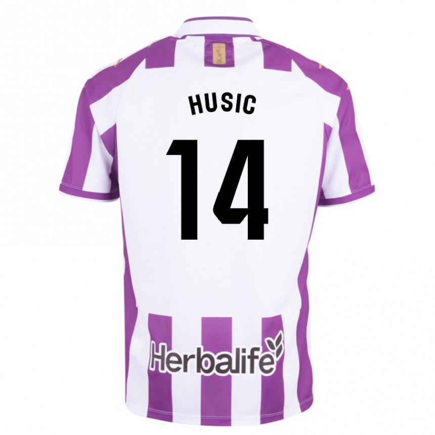 キッズフットボールサリフ・フシッチ#14紫ホームシャツ2023/24ジャージーユニフォーム