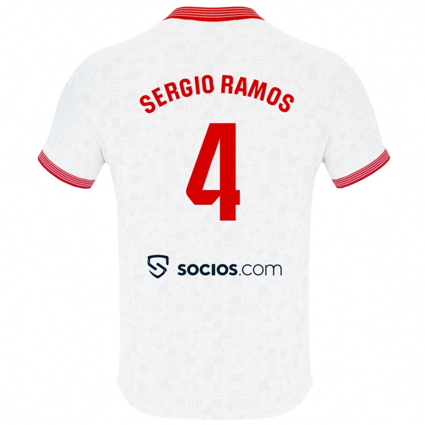 キッズフットボールセルヒオ・ラモス#4白ホームシャツ2023/24ジャージーユニフォーム