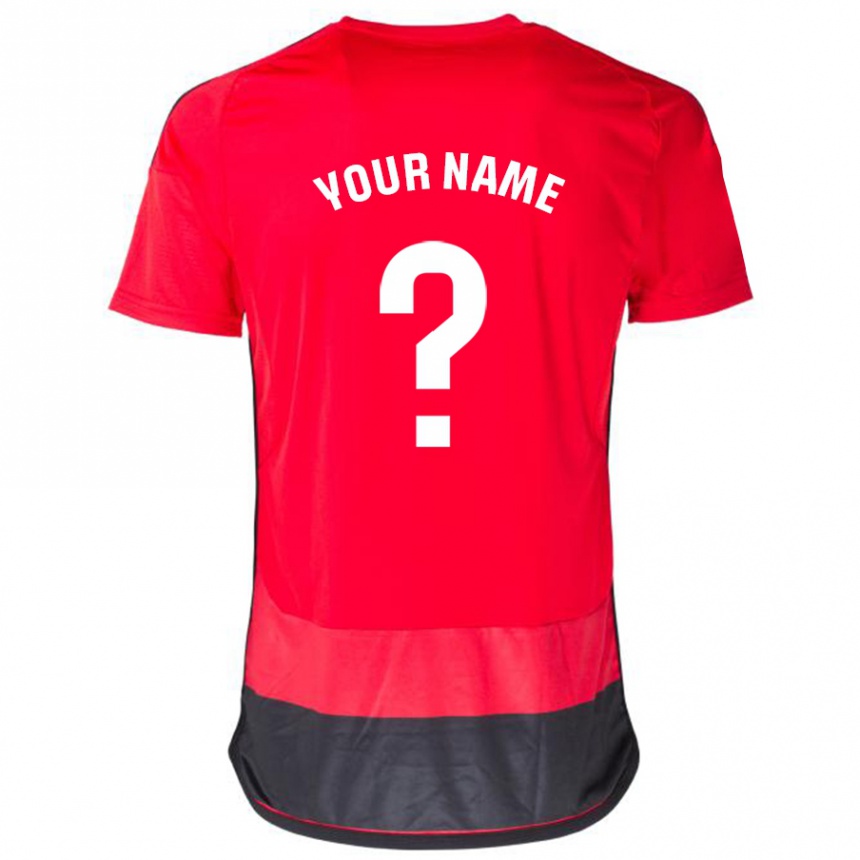 キッズフットボールあなたの名前#0赤、黒ホームシャツ2023/24ジャージーユニフォーム