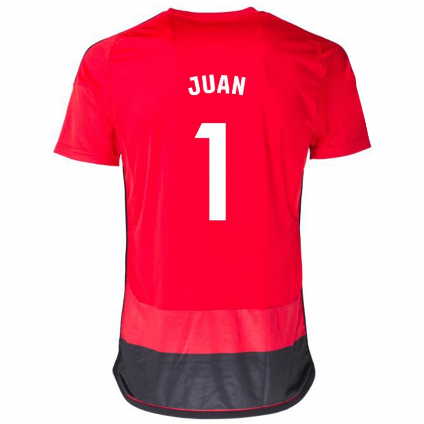 キッズフットボールラモン・フアン#1赤、黒ホームシャツ2023/24ジャージーユニフォーム