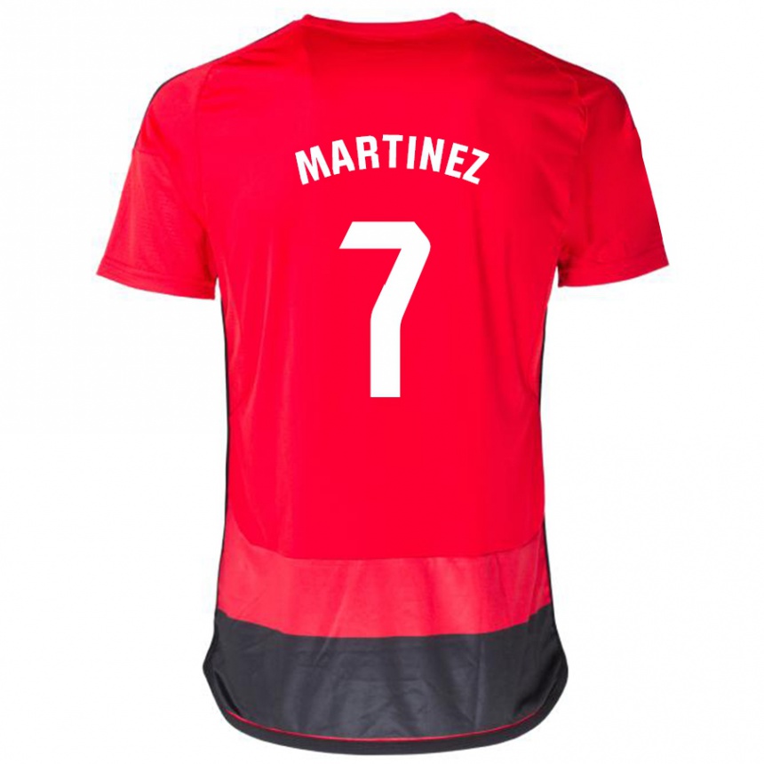 キッズフットボールガブリ・マルティネス#7赤、黒ホームシャツ2023/24ジャージーユニフォーム