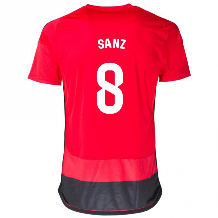 キッズフットボールアルバロ・サンス#8赤、黒ホームシャツ2023/24ジャージーユニフォーム