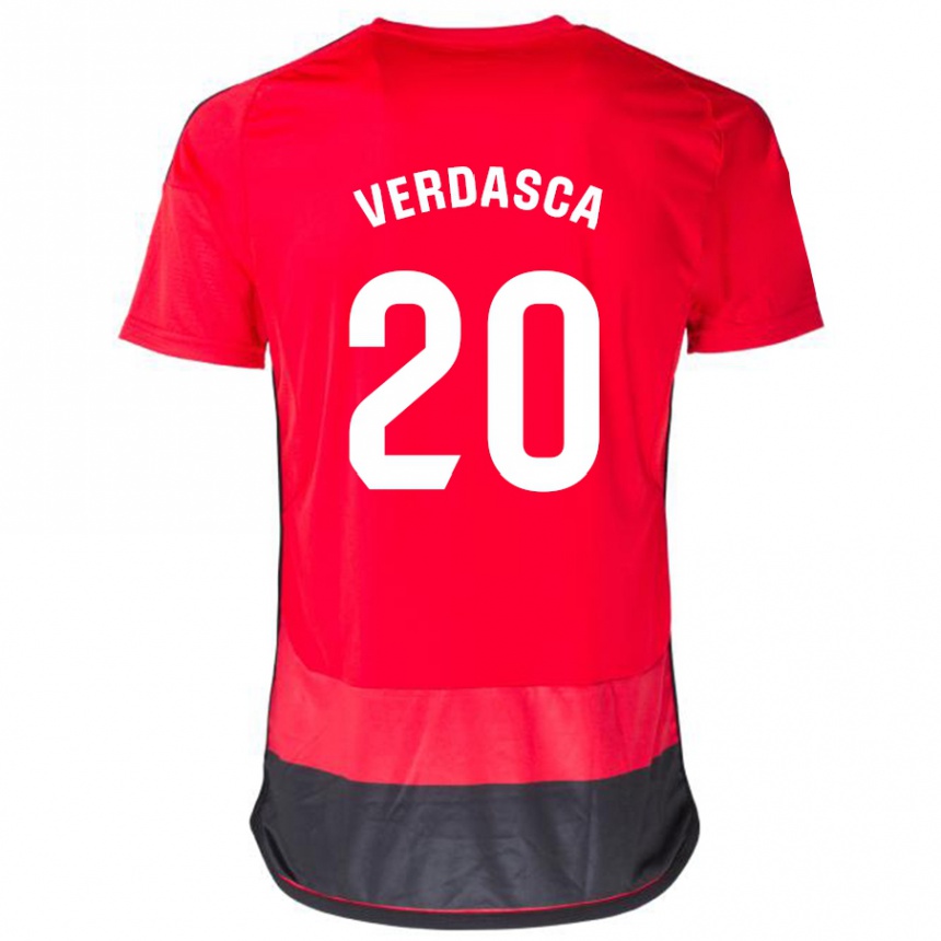 キッズフットボールディオゴ・ベルダスカ#20赤、黒ホームシャツ2023/24ジャージーユニフォーム