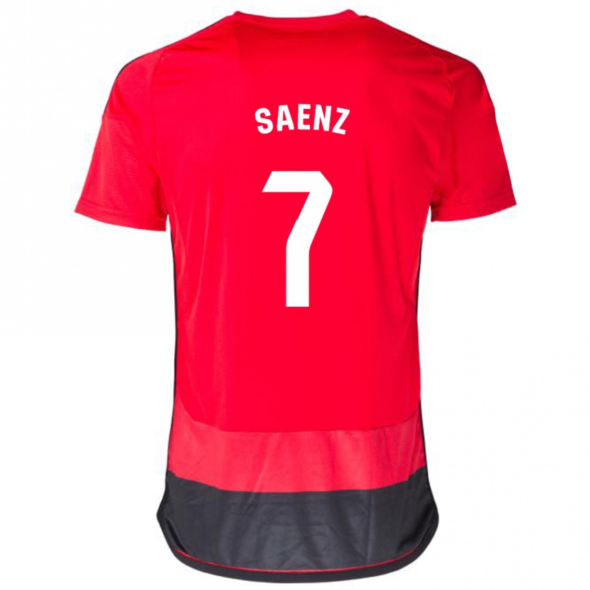 キッズフットボールラウル・サエンツ#7赤、黒ホームシャツ2023/24ジャージーユニフォーム