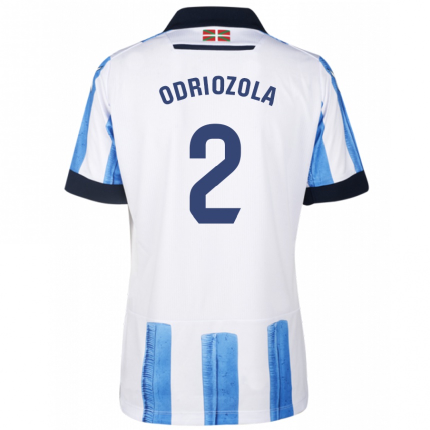 キッズフットボールアルバロ・オドリオソラ#2ブルーホワイトホームシャツ2023/24ジャージーユニフォーム