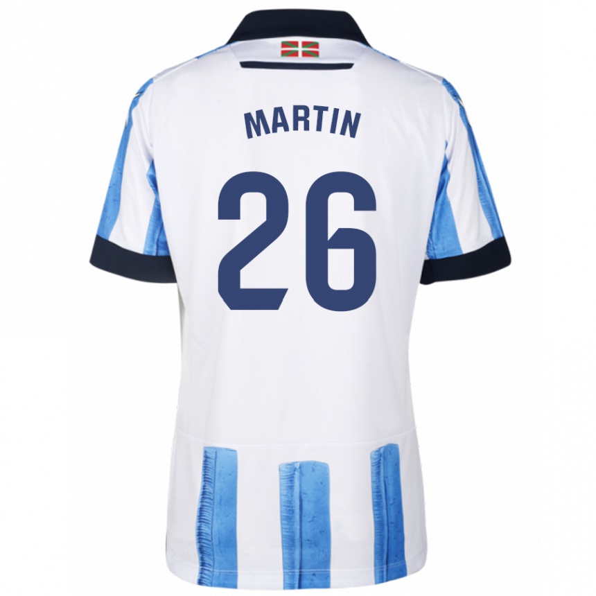 キッズフットボールジョン・マーティン#26ブルーホワイトホームシャツ2023/24ジャージーユニフォーム