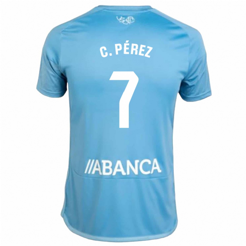 キッズフットボールカルレス・ペレス#7青ホームシャツ2023/24ジャージーユニフォーム