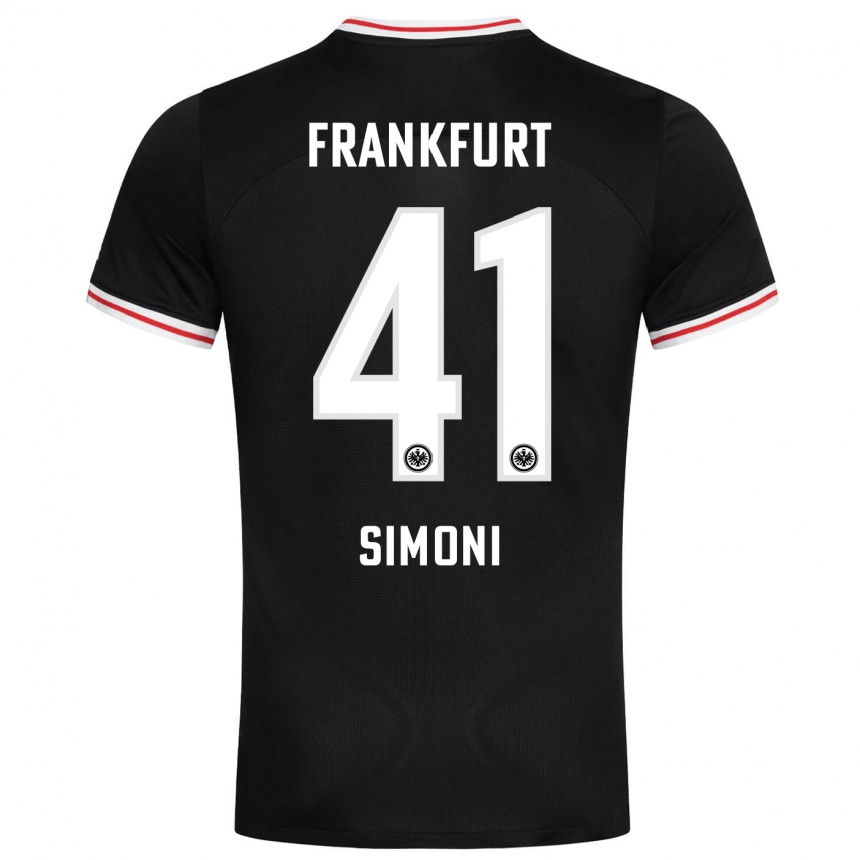 キッズフットボールサイモン・シモーニ#41黒アウェイシャツ2023/24ジャージーユニフォーム