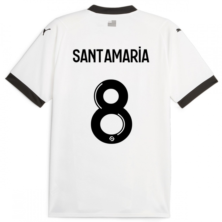 キッズフットボールバプティスト・サンタマリア#8白アウェイシャツ2023/24ジャージーユニフォーム