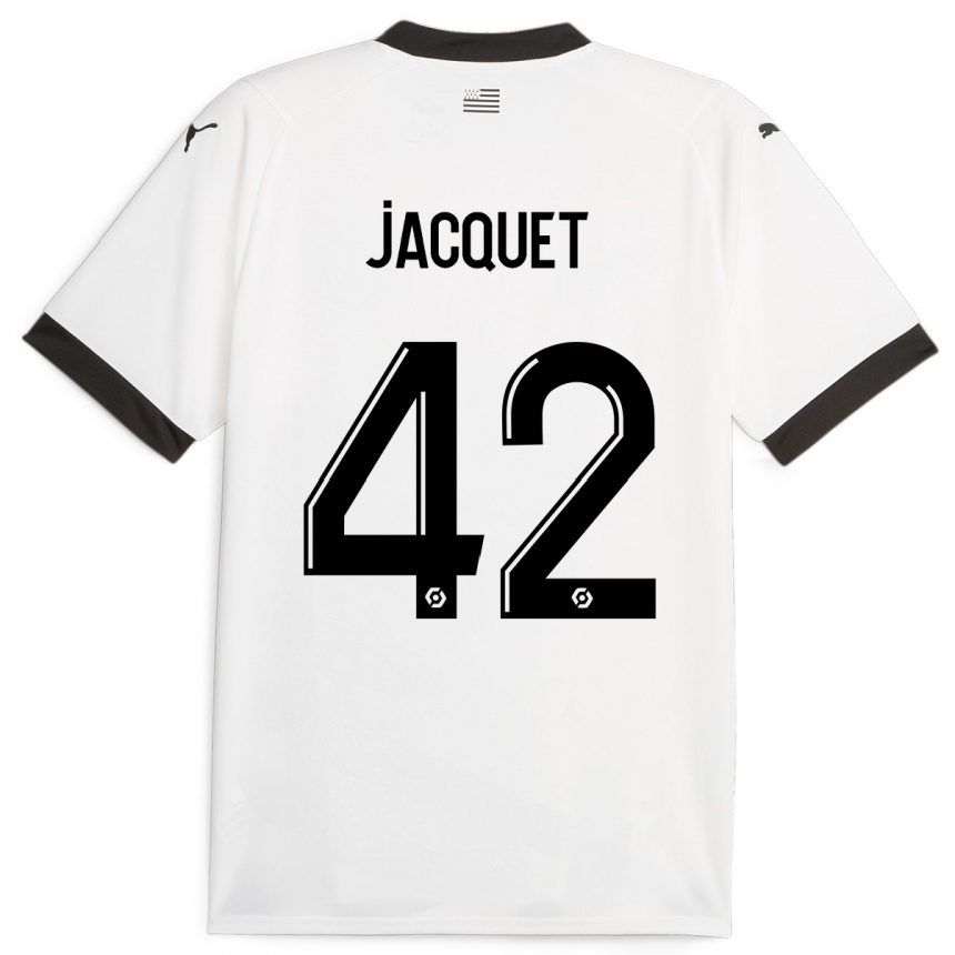 キッズフットボールジェレミー・ジャケ#42白アウェイシャツ2023/24ジャージーユニフォーム