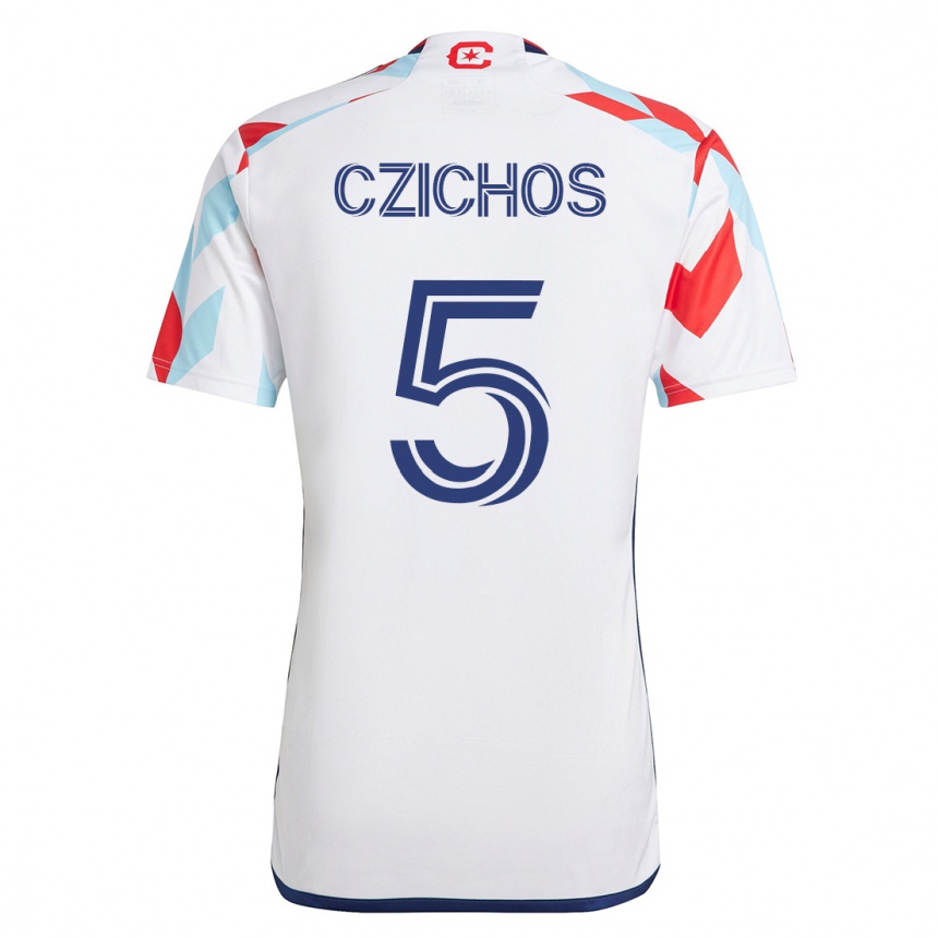 キッズフットボールラファエル・チコス#5白青アウェイシャツ2023/24ジャージーユニフォーム