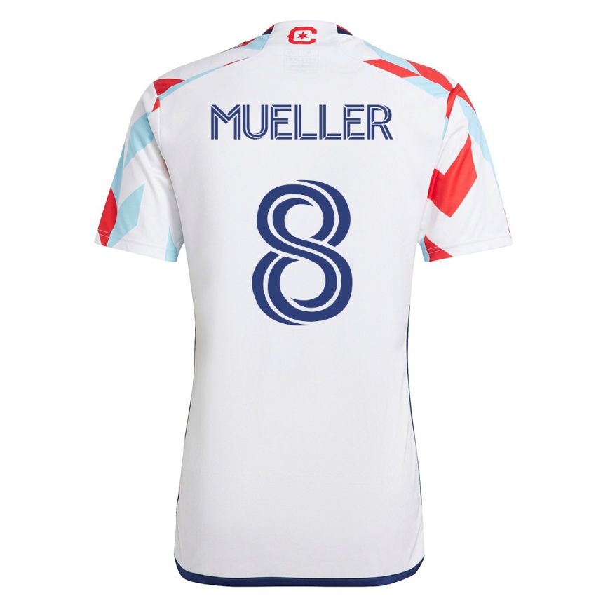 キッズフットボールクリス・ミューラー#8白青アウェイシャツ2023/24ジャージーユニフォーム