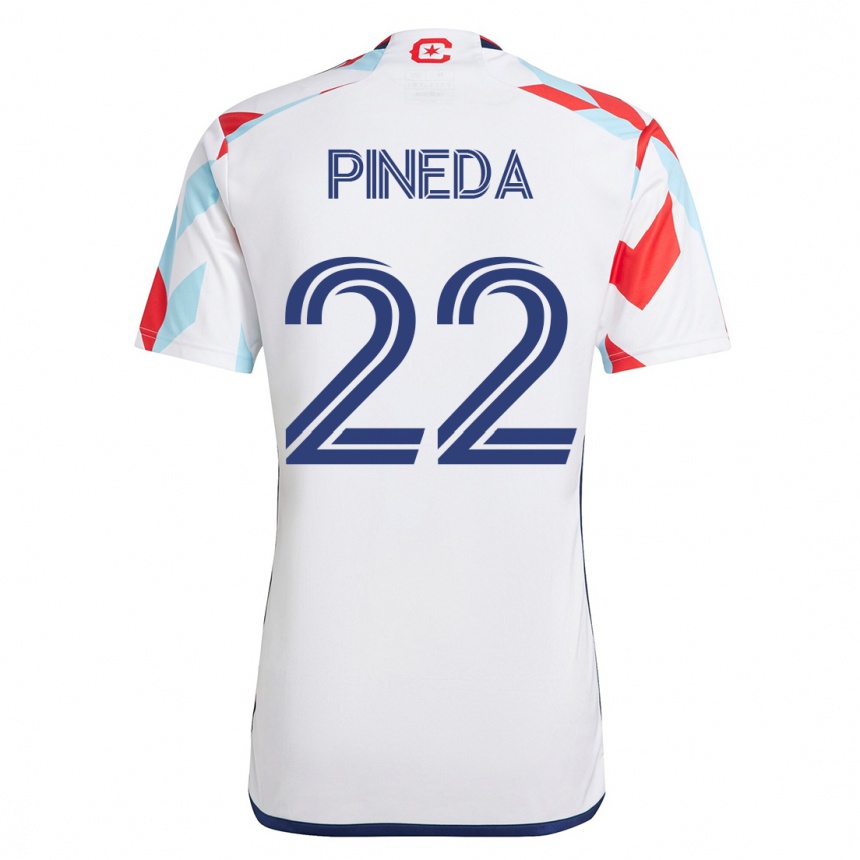 キッズフットボールマウリシオ・ピネダ#22白青アウェイシャツ2023/24ジャージーユニフォーム