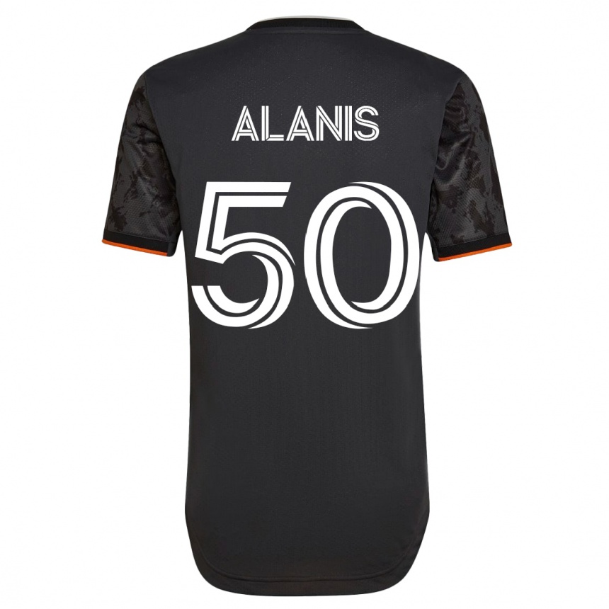 キッズフットボールブライアン・アラニス#50黒アウェイシャツ2023/24ジャージーユニフォーム