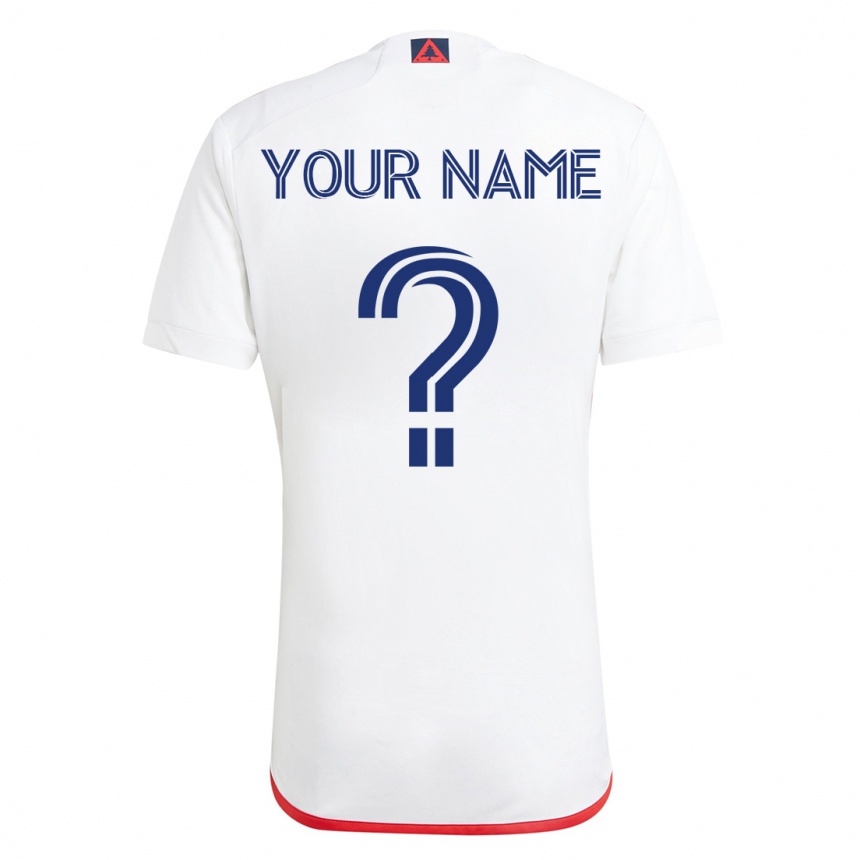 キッズフットボールあなたの名前#0赤、白アウェイシャツ2023/24ジャージーユニフォーム