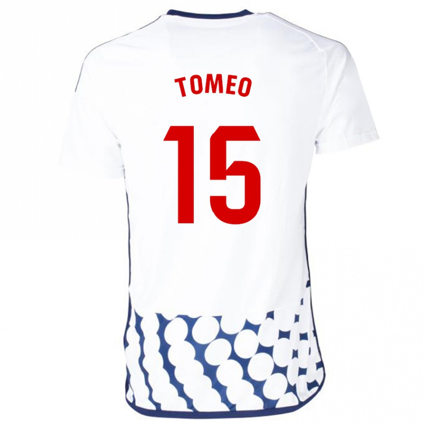 キッズフットボールパブロ・トメオ#15白アウェイシャツ2023/24ジャージーユニフォーム