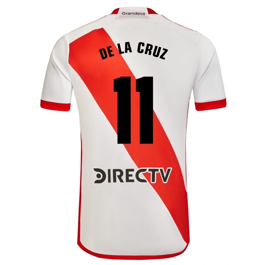メンズフットボールニコラス・デ・ラ・クルス#11赤、白ホームシャツ2023/24ジャージーユニフォーム