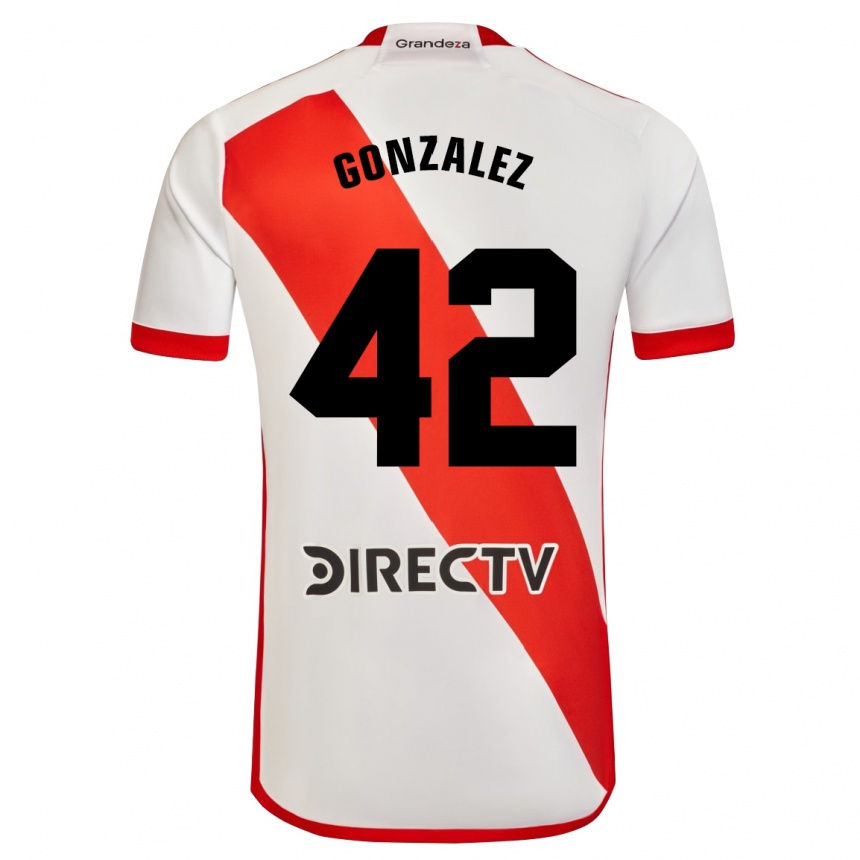メンズフットボールアレクシス・ゴンサレス#42赤、白ホームシャツ2023/24ジャージーユニフォーム