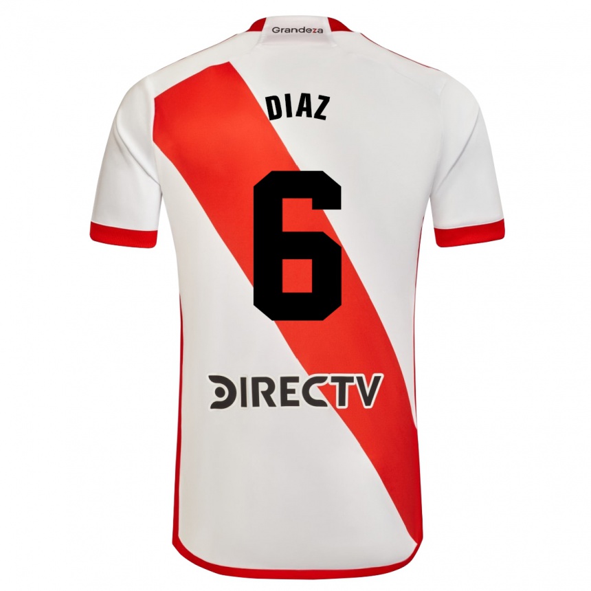 メンズフットボールミラグロス・ディアス#6赤、白ホームシャツ2023/24ジャージーユニフォーム