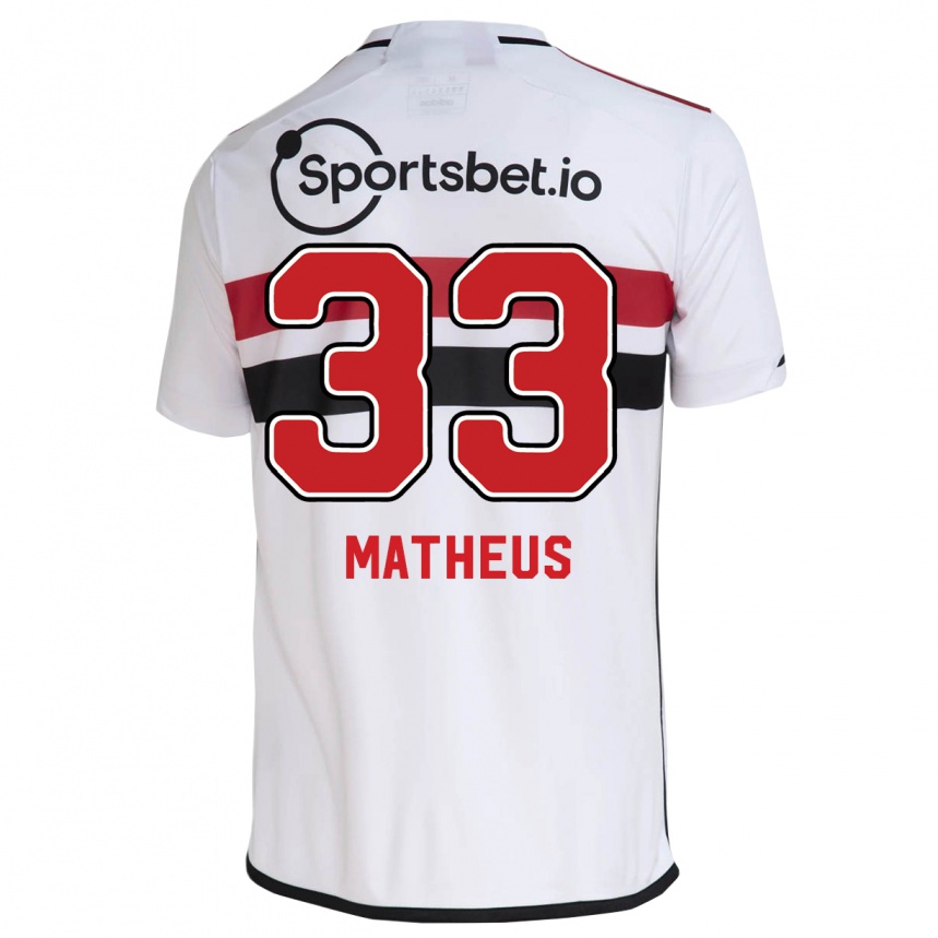 メンズフットボールカイオ・マテウス#33白ホームシャツ2023/24ジャージーユニフォーム