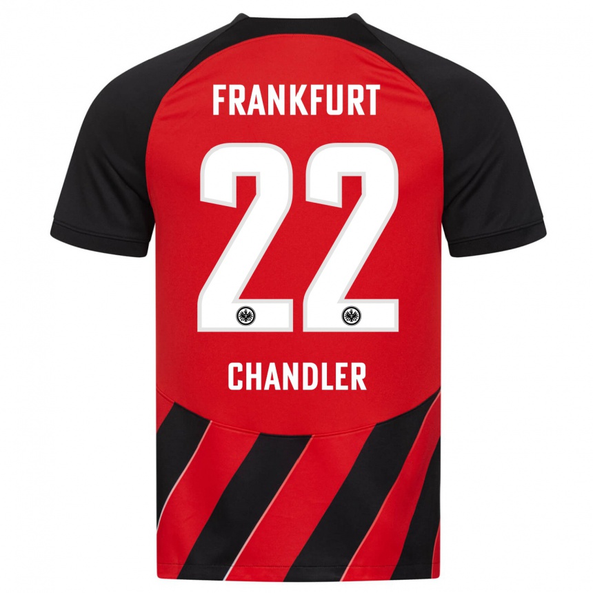メンズフットボールティモシー・チャンドラー#22赤、黒ホームシャツ2023/24ジャージーユニフォーム