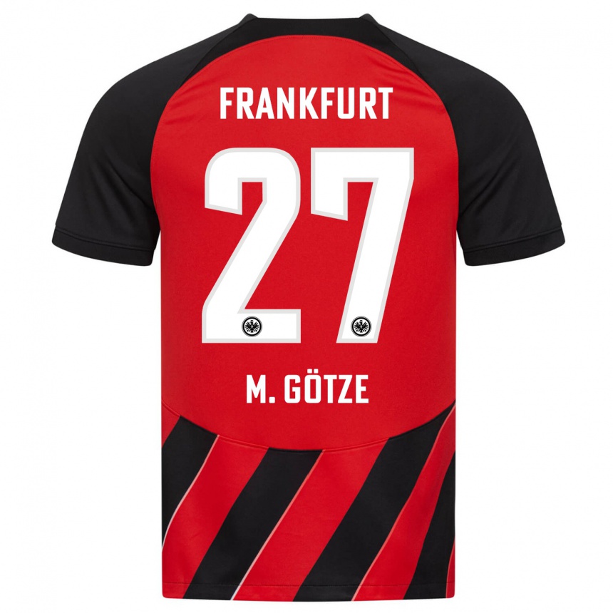メンズフットボールマリオ・ゲッツェ#27赤、黒ホームシャツ2023/24ジャージーユニフォーム
