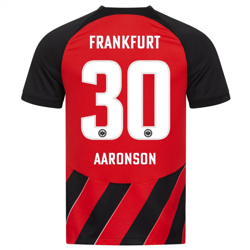 メンズフットボールパクステン・アーロンソン#30赤、黒ホームシャツ2023/24ジャージーユニフォーム