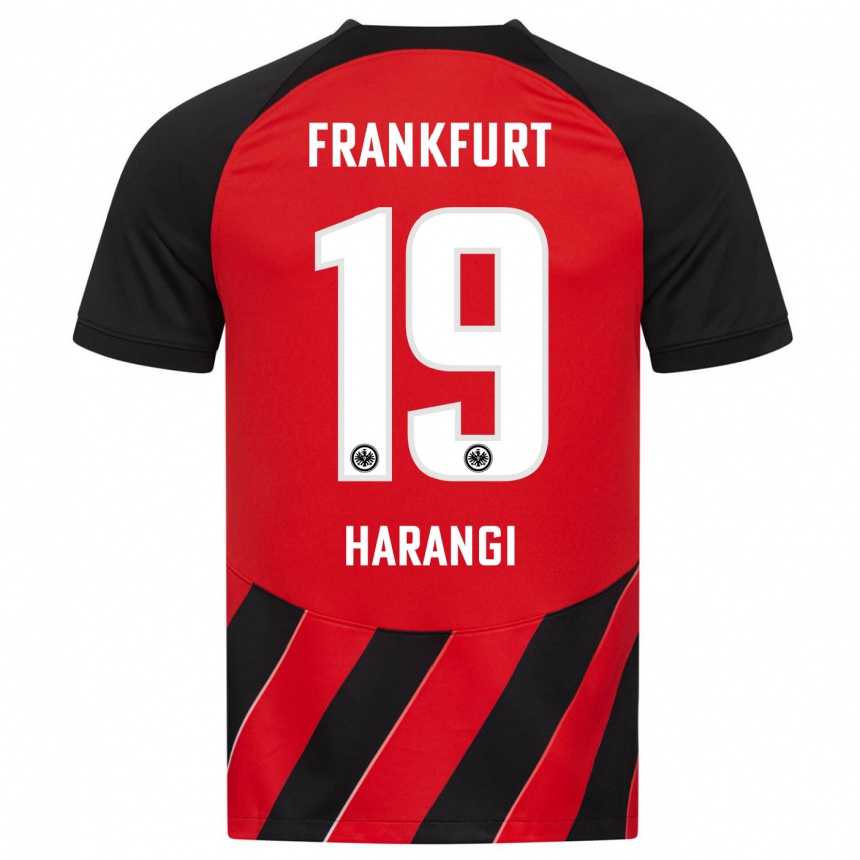 メンズフットボールアイデン・ジョシュア・ハランギ#19赤、黒ホームシャツ2023/24ジャージーユニフォーム