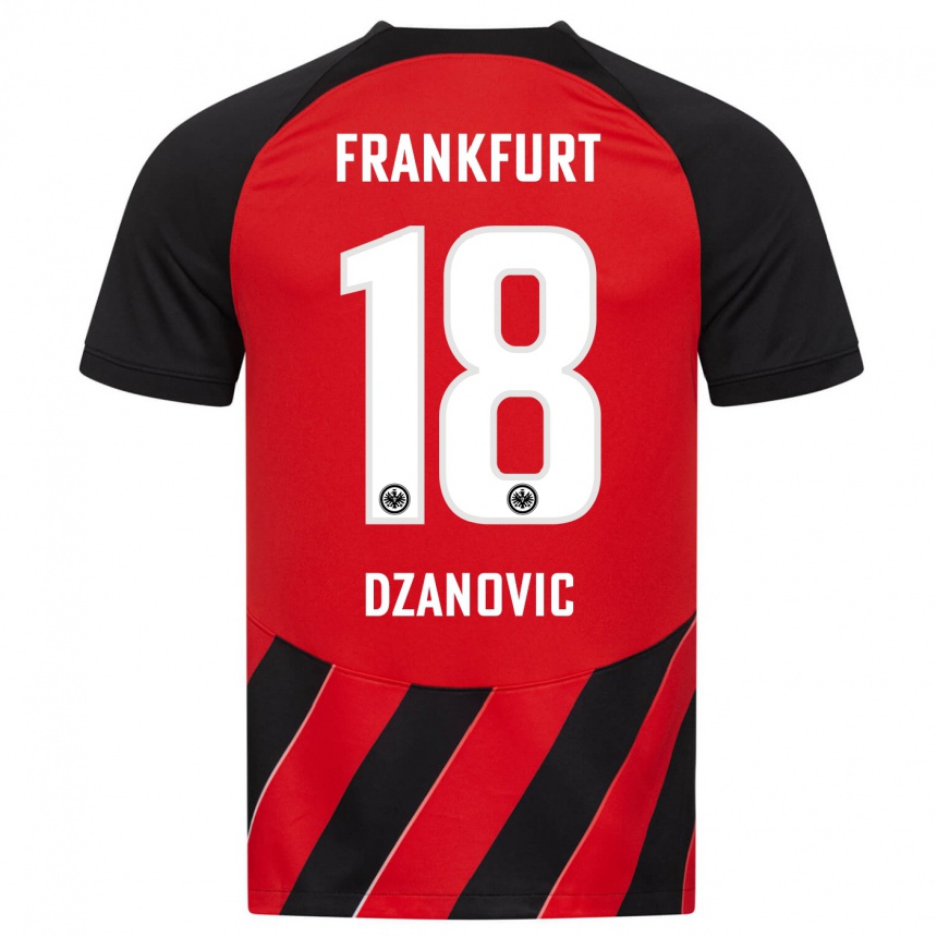 メンズフットボールベンジャミン・ジャノヴィチ#18赤、黒ホームシャツ2023/24ジャージーユニフォーム