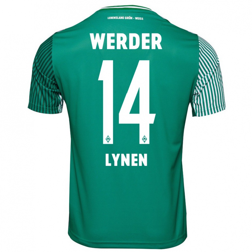 メンズフットボールセネ・ライネン#14緑ホームシャツ2023/24ジャージーユニフォーム