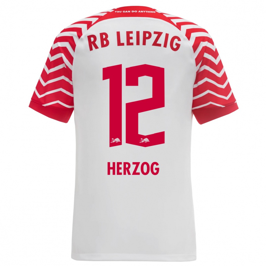 メンズフットボールエルバイラ・ヘルツォーク#12白ホームシャツ2023/24ジャージーユニフォーム