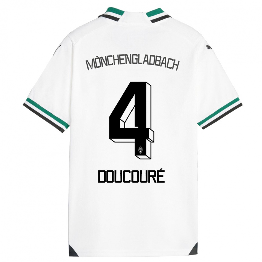 メンズフットボールママドゥ・ドゥクール #4ホワイトグリーンホームシャツ2023/24ジャージーユニフォーム