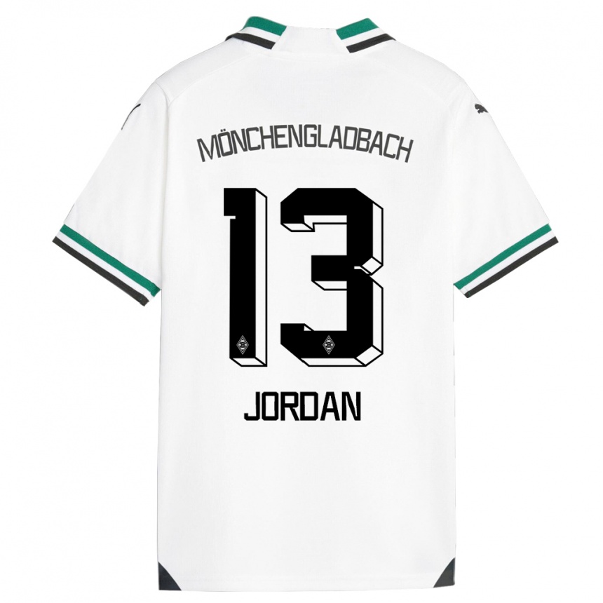 メンズフットボールヨルダン#13ホワイトグリーンホームシャツ2023/24ジャージーユニフォーム