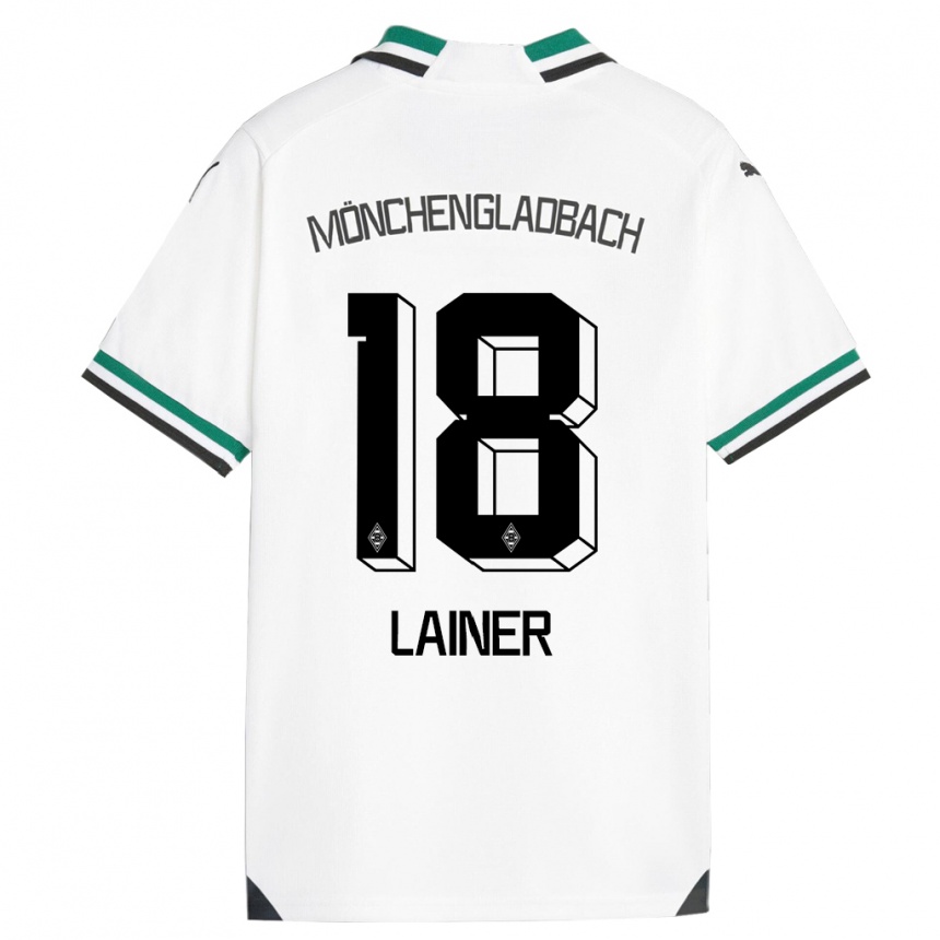 メンズフットボールステファン・ライナー#18ホワイトグリーンホームシャツ2023/24ジャージーユニフォーム